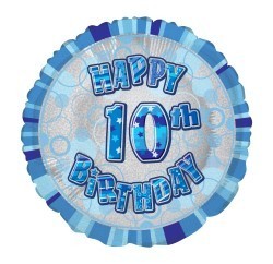 10th Birthday Blue 18" foil balloon