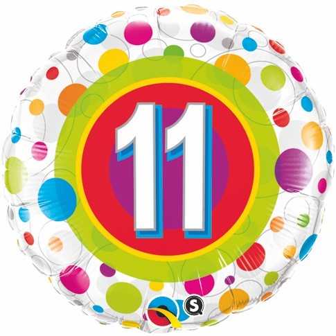 11th Birthday Colourful Dots 18" foil balloon