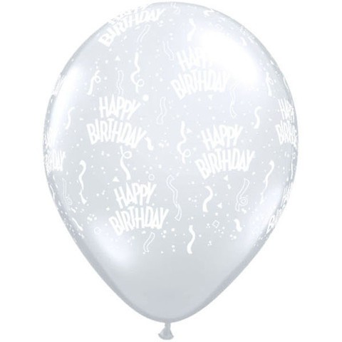 Birthday-A-Round Diamond Clear 16"/40cm Printed Latex Balloon 
