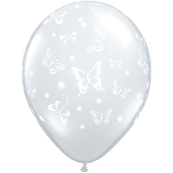 Butterflies-A-Round Clear 11"/28cm Printed Helium Latex Balloon 