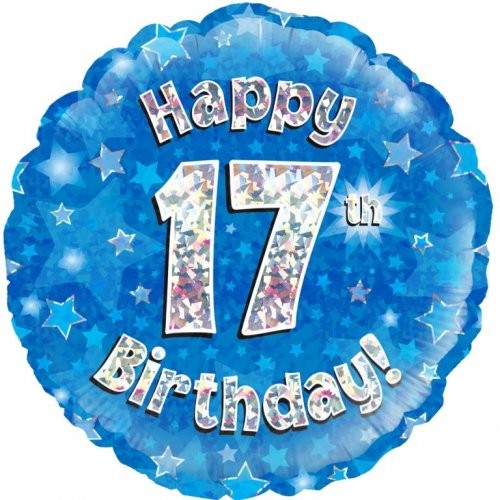 17th Birthday Blue 18" foil balloon