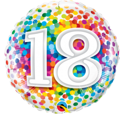 18th Birthday Rainbow Confetti 18" foil balloon