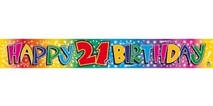 Happy 21st Birthday foil banner - various