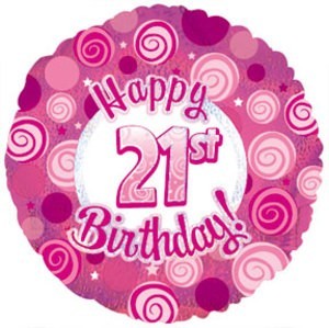 21st Birthday foil dazzeloon pink