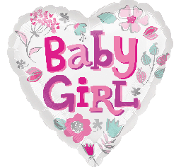 Baby Girl Heart 18" Foil Balloon