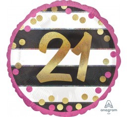 21st Pink & Gold Holographic 18" Foil Balloon 