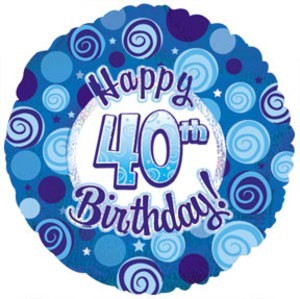 40th Birthday Dazzeloon Blue 18" Foil balloon
