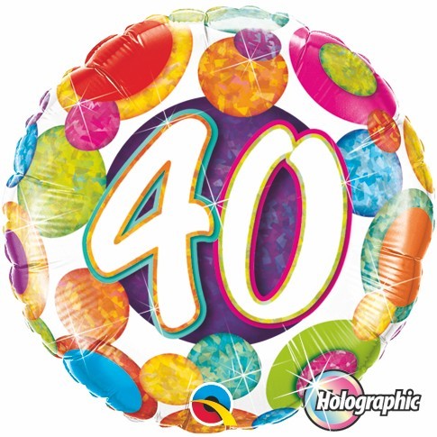 40th Big Dots & Glitz Holographic 18" Foil balloon