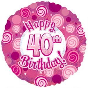 40th Birthday Dazzeloon Pink 18" Foil balloon