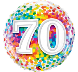 70 Rainbow Confetti 18" Foil balloon