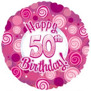 50th Birthday Dazzeloon Pink 18" Foil balloon