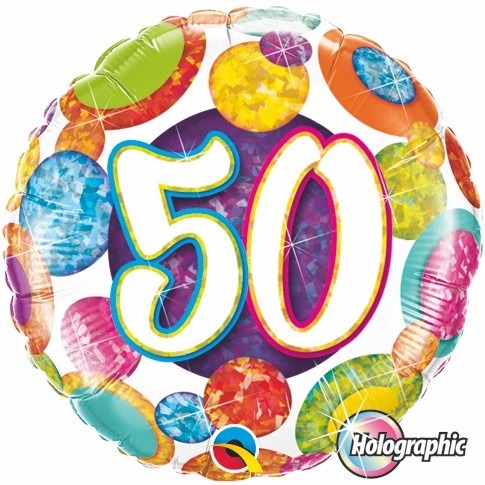 50th Big Dots & Glitz Holographic 18" Foil balloon