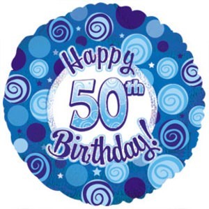 50th Birthday Dazzeloon Blue 18" Foil balloon
