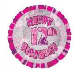 12th Birthday Pink 18" foil balloon