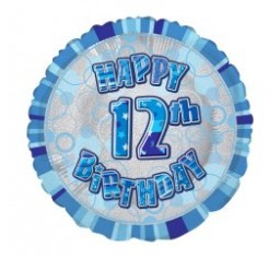 12th Birthday Blue 18" foil balloon