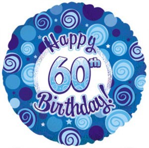 60th Birthday Dazzeloon Blue 18" Foil balloon