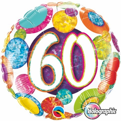 60th Big Dots & Glitz Holographic 18" Foil balloon