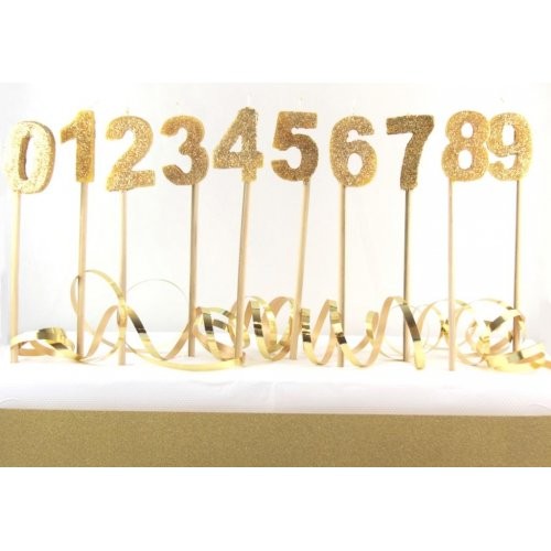 Azrah Gold Glitter Number Candles 0-9