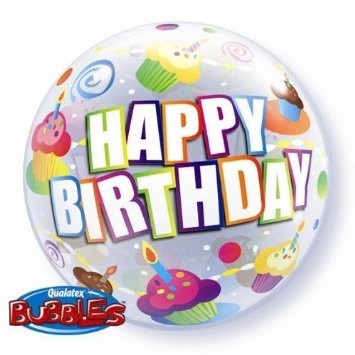 Birthday Colourful Cupcakes 22" bubble balloon