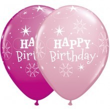 Happy Birthday Sparkle Pink & Wildberry 11"/28cm Printed Balloons
