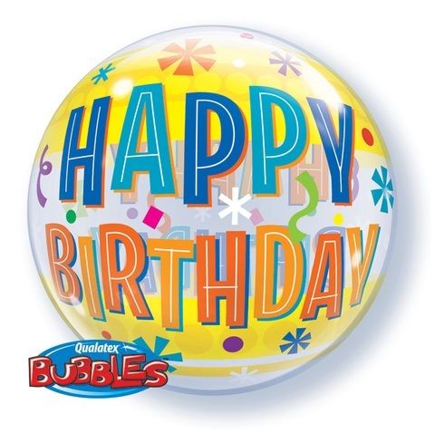 Birthday Yellow Bands 22" Bubble Balloon