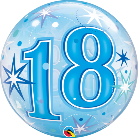 18 Blue Starburst Sparkle 22" Bubble Balloon