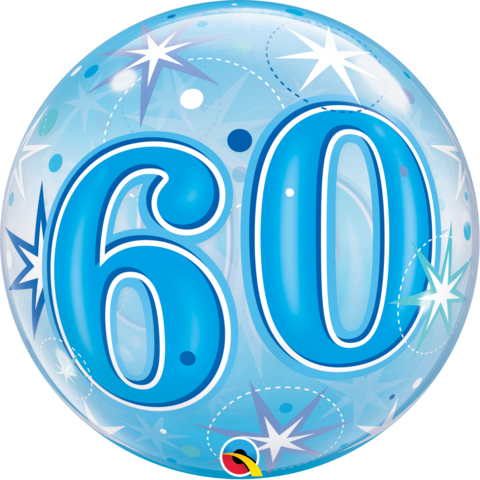 60 Blue Starburst Sparkle 22" Bubble Balloon