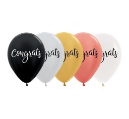 Congrats Metallic Asstd 11"/ 28cm Printed Balloon 