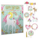 Unicorn Giant Happy Birthday Scene Setter Decorating Kit 
