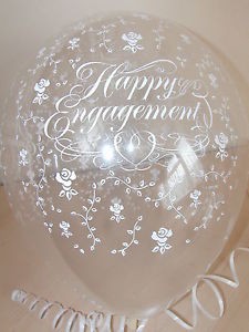 Happy Engagement Flowers-A-Round Clear 30cm Printed Helium Latex Balloon 