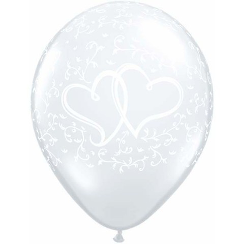 Entwined Hearts Clear 11"/28cm  Printed Balloons