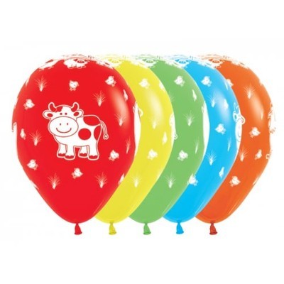 Farm Animal Assorted 11"/28cm Printed Latex Balloon 