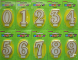 Gold Border Single Number Candles 0-9