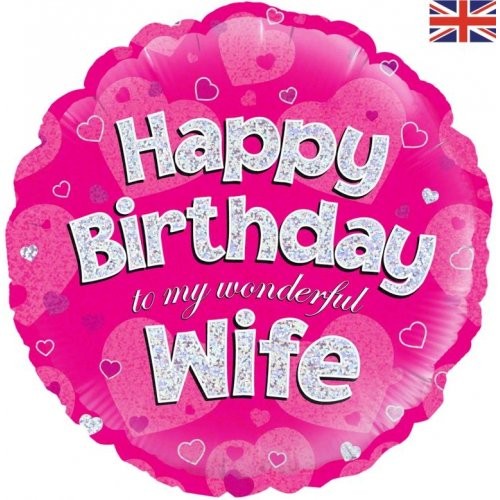 Happy Birthday to my wonderful Wife 18" foil balloon pink