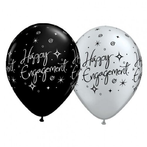 Happy Engagement Elegant Sparkles 30cm Printed Helium Latex Balloon 