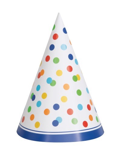 Assorted Polka Dots Party Hats 8pk