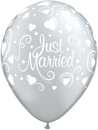 Just Married Hearts 11"/28cm Printed Balloons