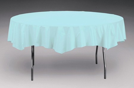 Light Blue Plastic Tablecloth Round