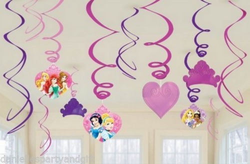 Disney Princess Hanging Swirl Decorations 12 Pieces