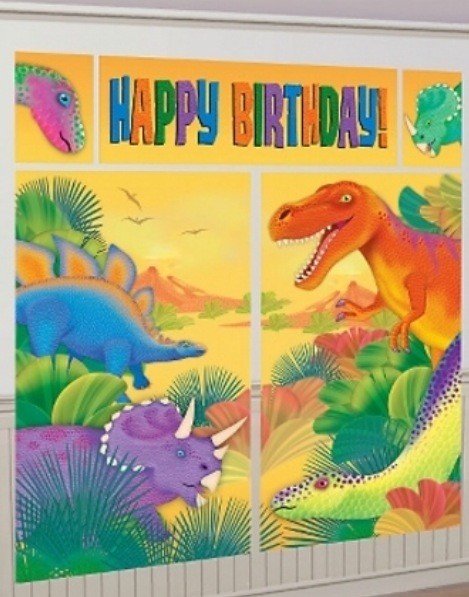 Dinosaur/Prehistoric Party Happy Birthday Scene Setter Decorating Kit 