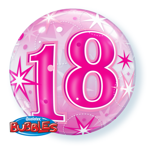 18 Pink Starburst Sparkle 22" Bubble Balloon