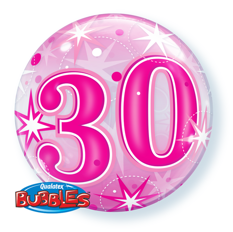 30 Pink Starburst Sparkle 22" Bubble Balloon