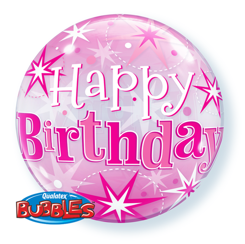 Birthday Pink Starburst Sparkle 22" Bubble Balloon
