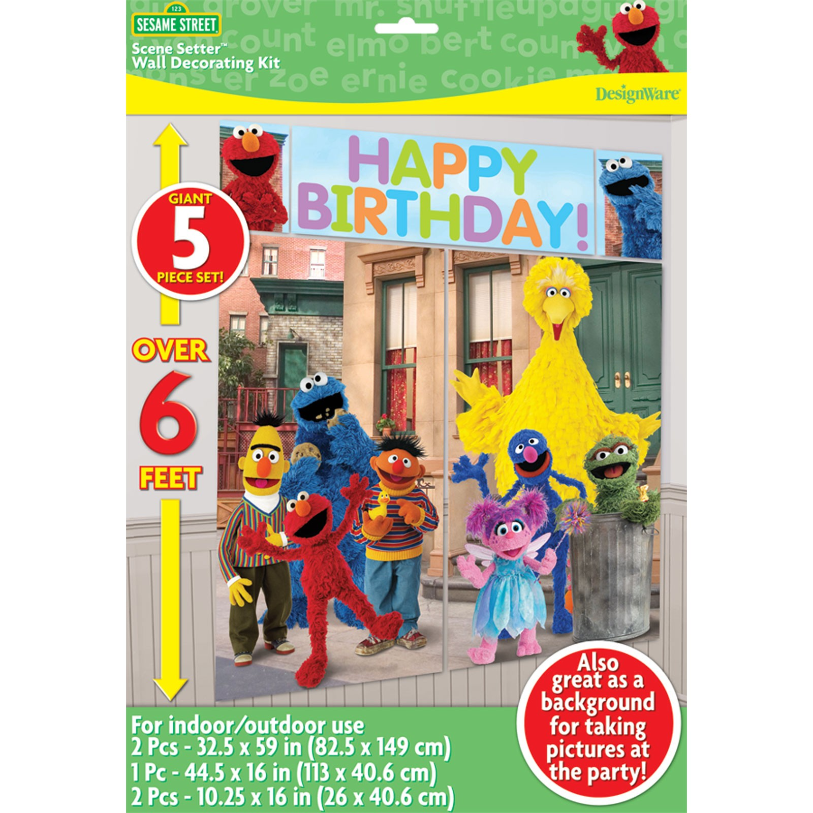 Sesame Street Giant Happy Birthday Scene Setter Wall Decorating Kit 