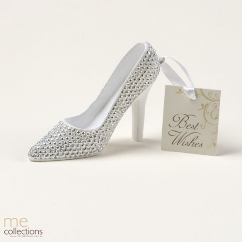 Bridal Charm - Slipper with a silver bead finish