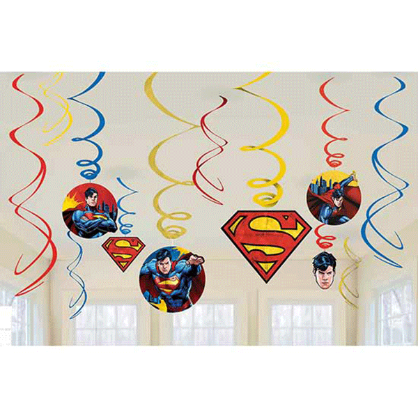 Superman Swirl Decorations Pk12