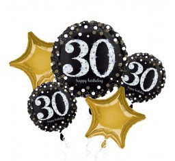 30th Sparkling Birthday Balloon Bouquet Kit