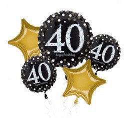 40th Sparkling Birthday Balloon Bouquet Kit