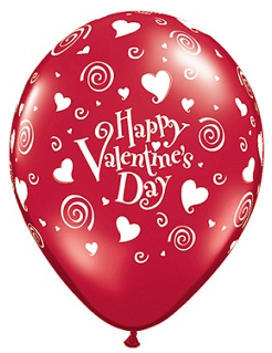 Valentines Swirling Hearts 30cm Printed Balloons