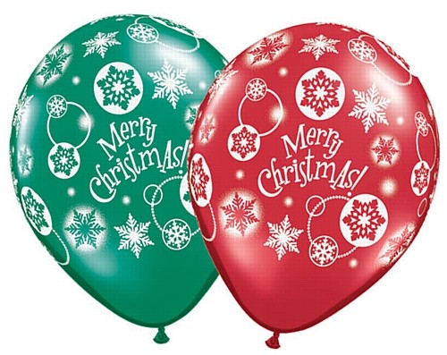 Merry Christmas! Snowflakes 28cm printed latex balloons